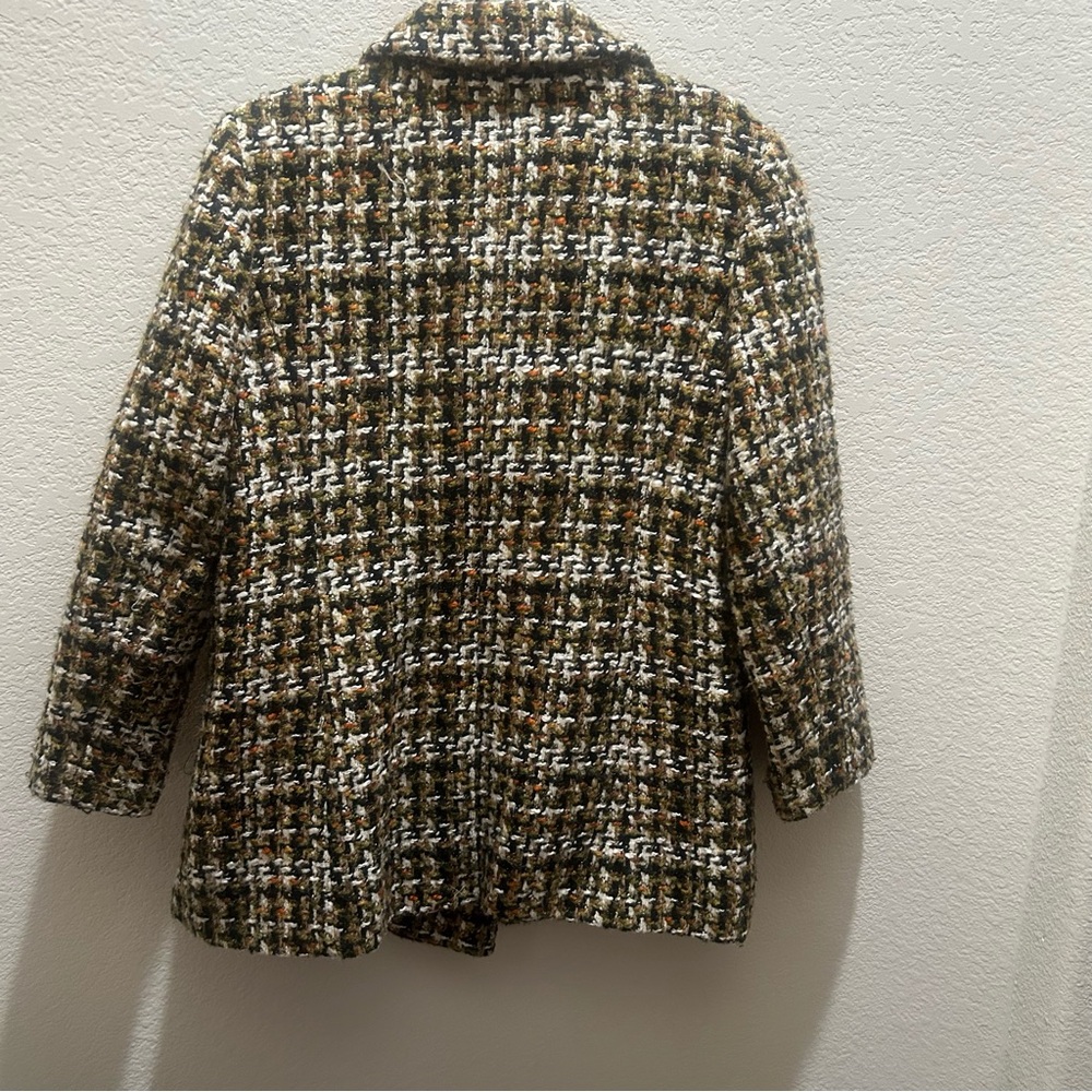 Talbots Petites LP Italian Wool Blend Tweed Moto Coat Jacket Multicolor - Picture 3 of 12
